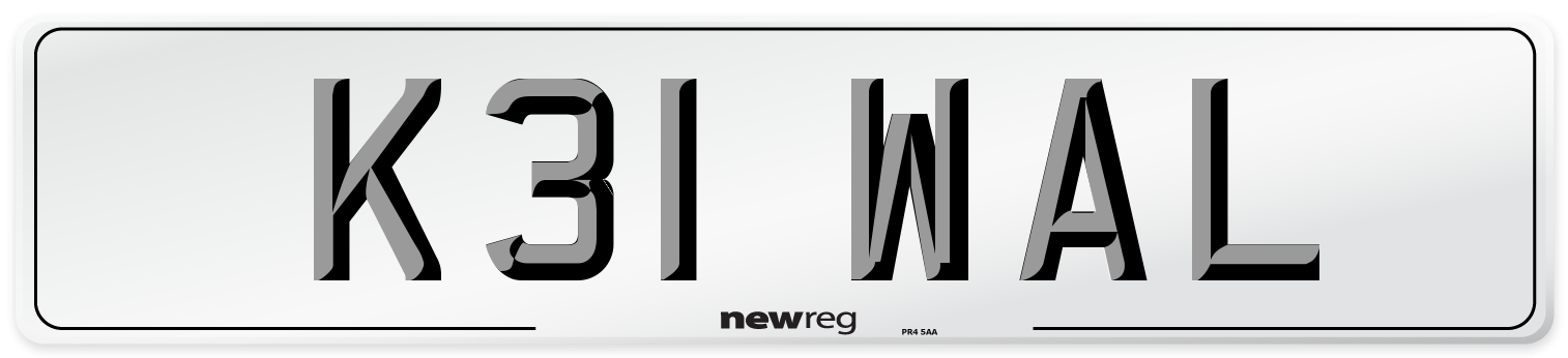 K31 WAL Number Plate from New Reg
